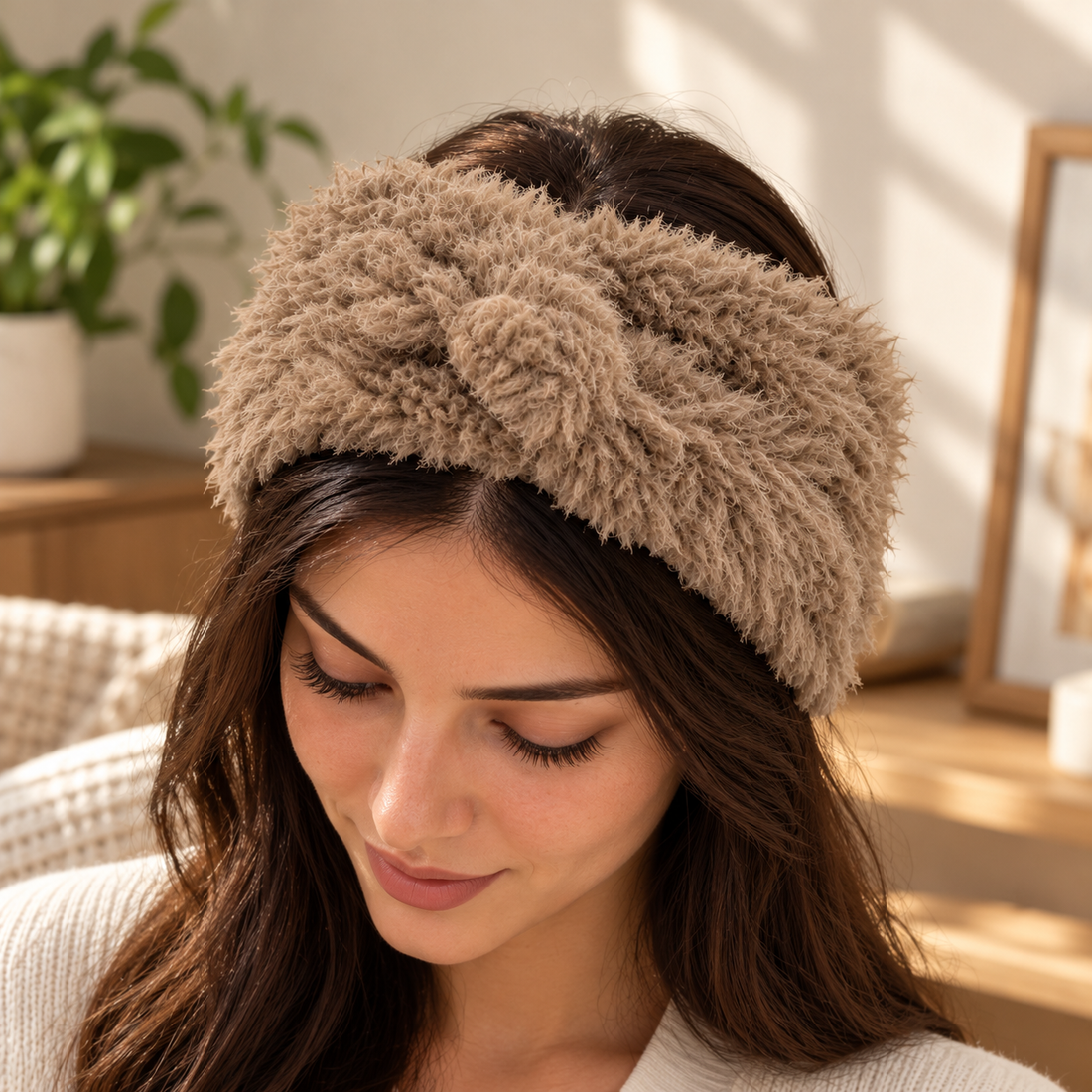 Faux Fur Winter Headband with Twist Design