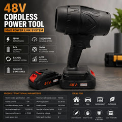 Cordless Electric Air Blower Dust Cleaner 48V Rechargeable Portable Power Blower