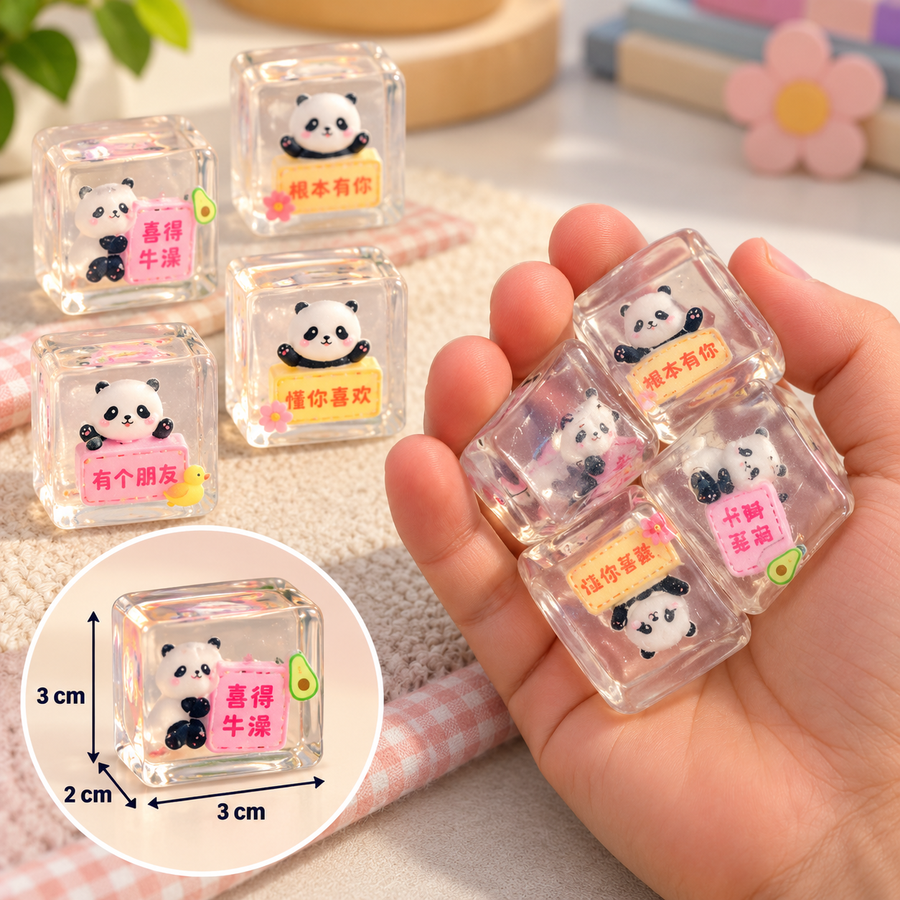 Panda Squishy Jelly Cube Set of 4