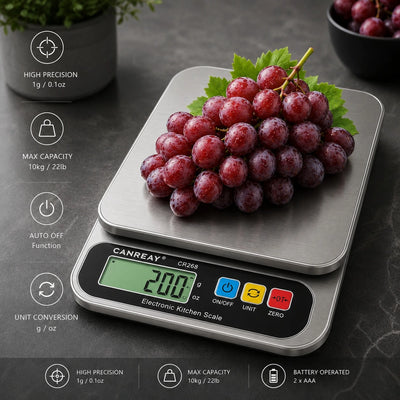 CANREAY Digital Electronic Kitchen Smart Scale 10kg High Precision Stainless Steel Kitchen Weighing Scale
