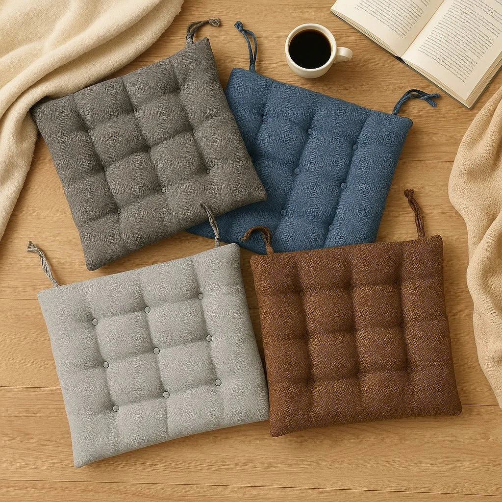 Premium Tufted Tweed Chair Cushion 40x40 cm Thick Padded Seat Cushion for Dining Kitchen and Home Chairs