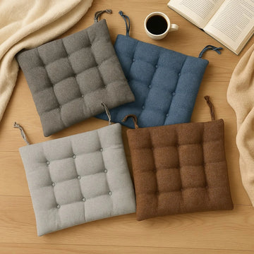 Premium Tufted Tweed Chair Cushion 40x40 cm Thick Padded Seat Cushion for Dining Kitchen and Home Chairs