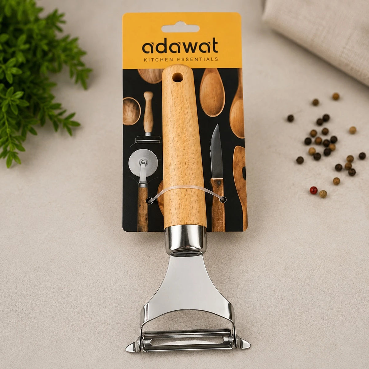 Adawat Vegetable Peeler Stainless Steel Wooden Handle Kitchen Peeler Potato Carrot Fruit Peeler