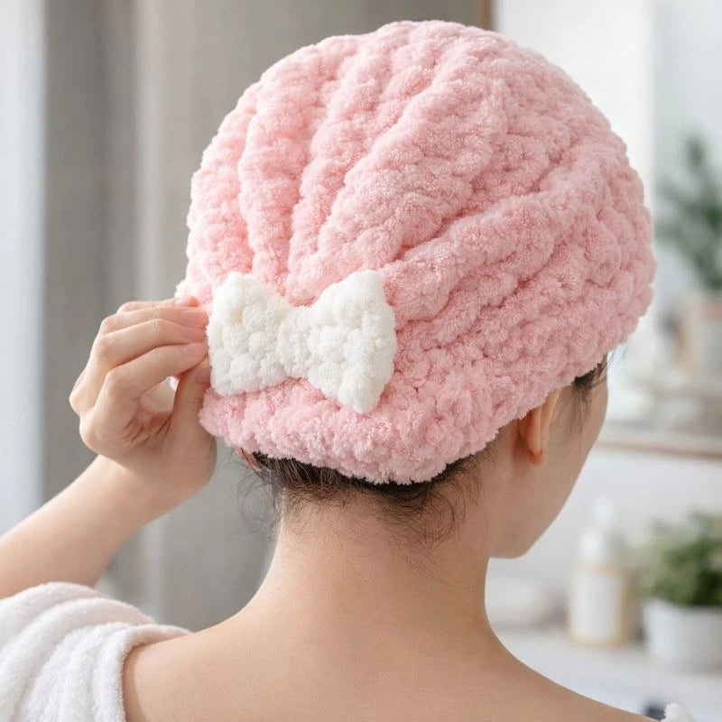 Cotton Dry Hair Travel Cap Soft Absorbent Hair Towel Hat for Adults Shower Bath Spa Home Use hair styler - Image 3