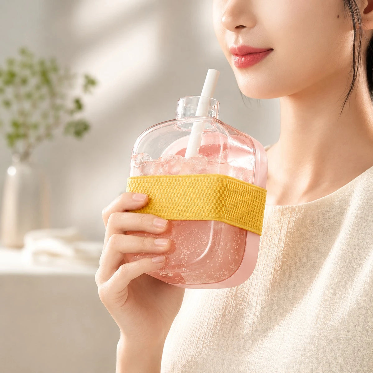 Portable Ice Cube Bottle Water Bottle Ice Tray Fruit Ice Mold Leak Proof Travel Drink Cup Reusable Freezer Bottle