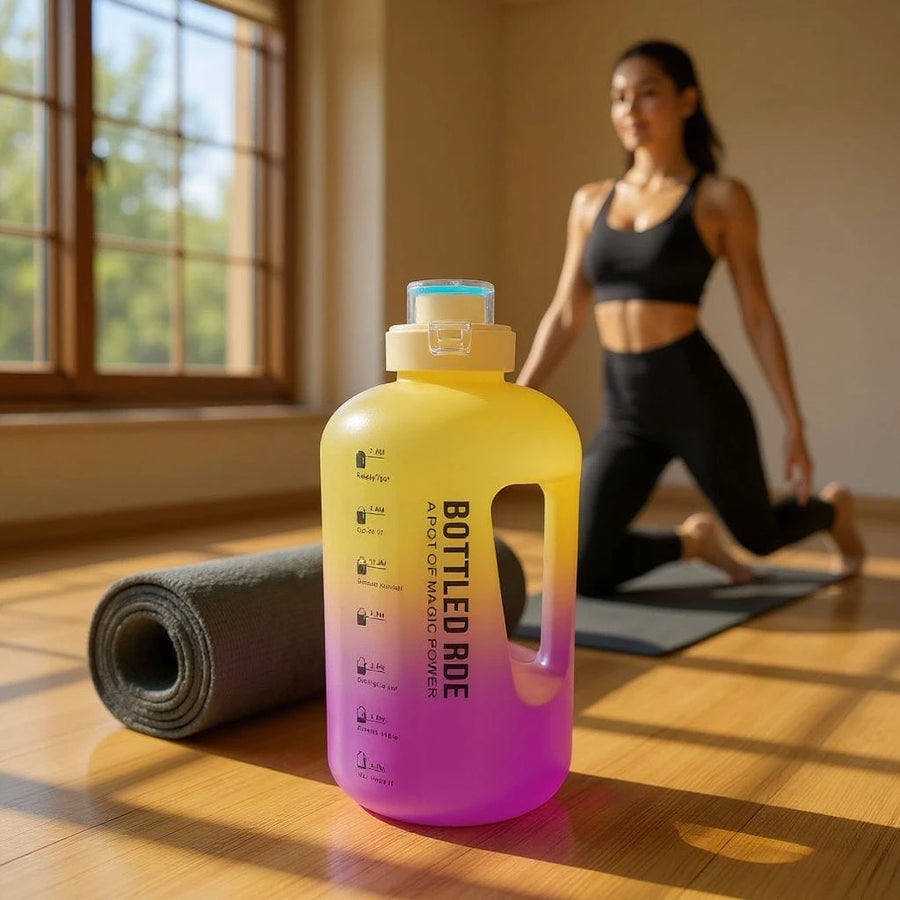Motivational Water Bottle Sports Gym Water Jug Large Capacity Hydration Bottle Time Marker Leakproof BPA Free Water Bottle 2.2 Liter