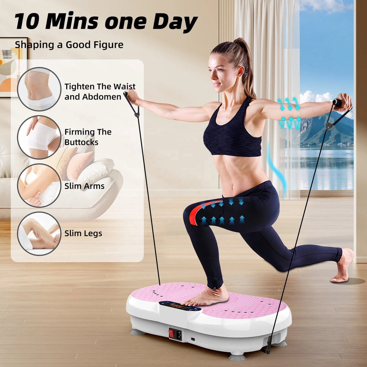 Vibration Plate Exercise Machine Full Body Fitness Trainer Home Workout Platform Weight Loss Muscle Toning Bluetooth Vibration Board with Remote Control