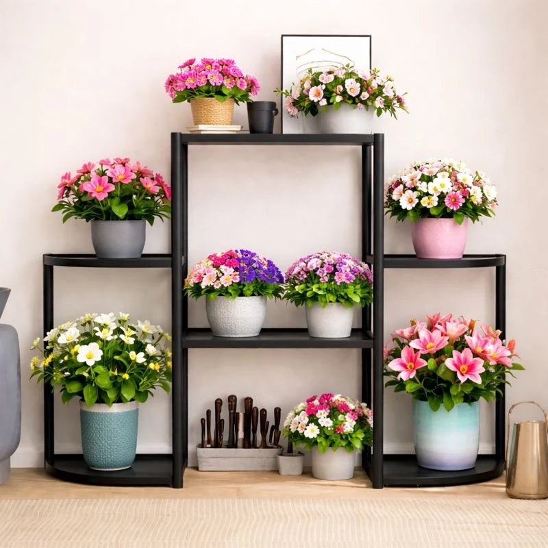 Multi-Tier Metal Flower Stand Plant Display Rack – Indoor Plant Shelf Organizer for Home, Balcony & Living Room