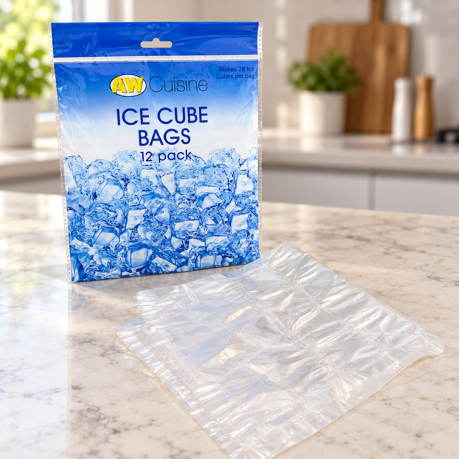 Disposable Self-Sealing Freezer Bags with 28 Ice Cubes per Bag