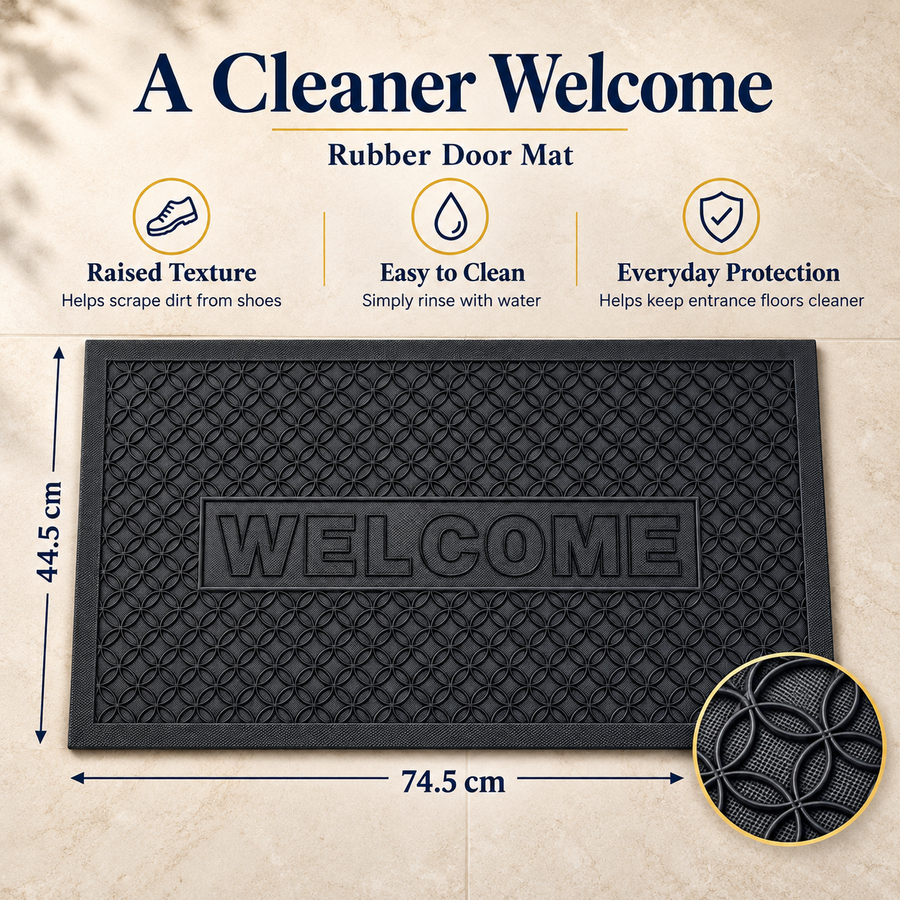 Welcome Rubber Entrance Door Mat 74.5 × 44.5 cm