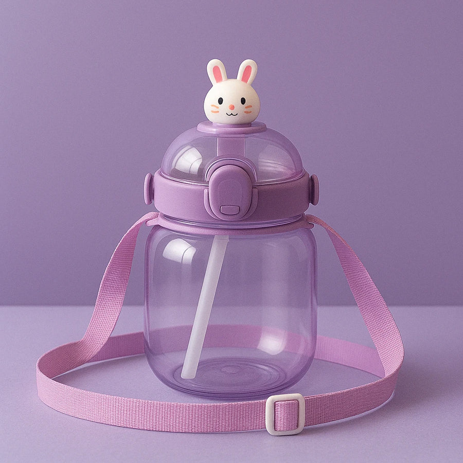 Kids Straw Water Bottle 1300ML with Handle and Stickers Durable Reusable Bottle for School Play and Daily Hydration