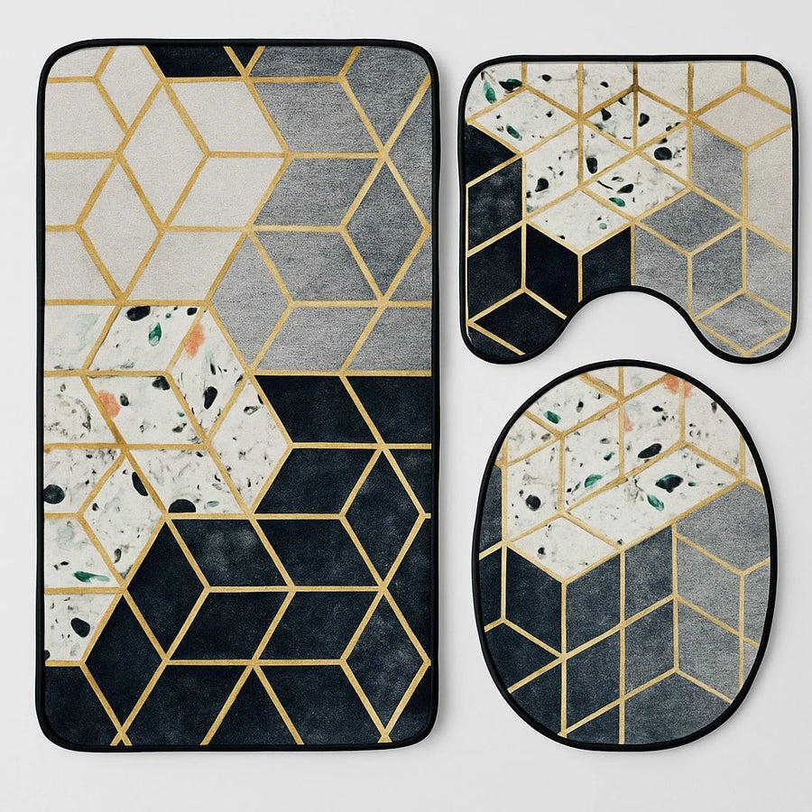 3 Piece Modern Bath Mat Set