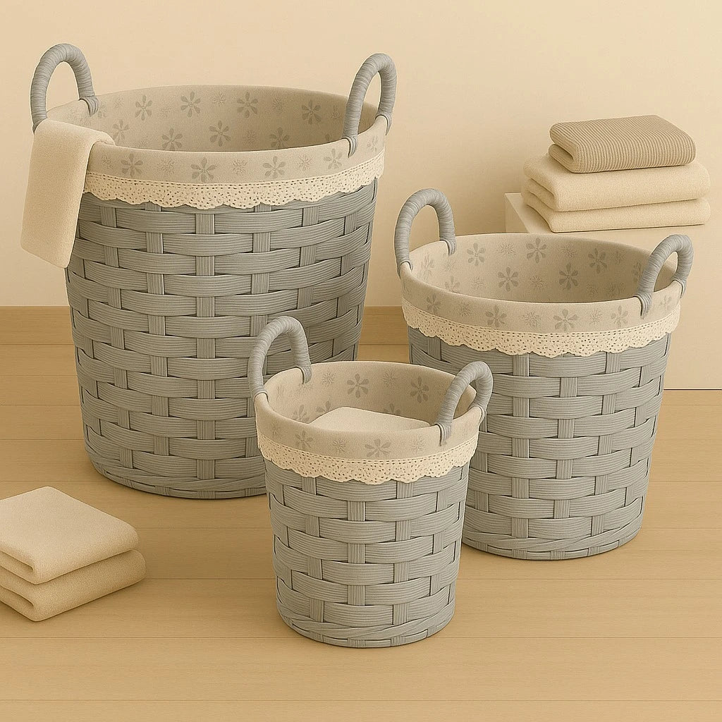 3 Piece Woven Laundry Basket Set - Image 3
