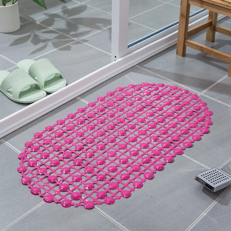 Anti-Slip PVC Bath Mat with Suction Cups – Drainage Safety Design for Bathroom & Shower (67 × 37 cm)