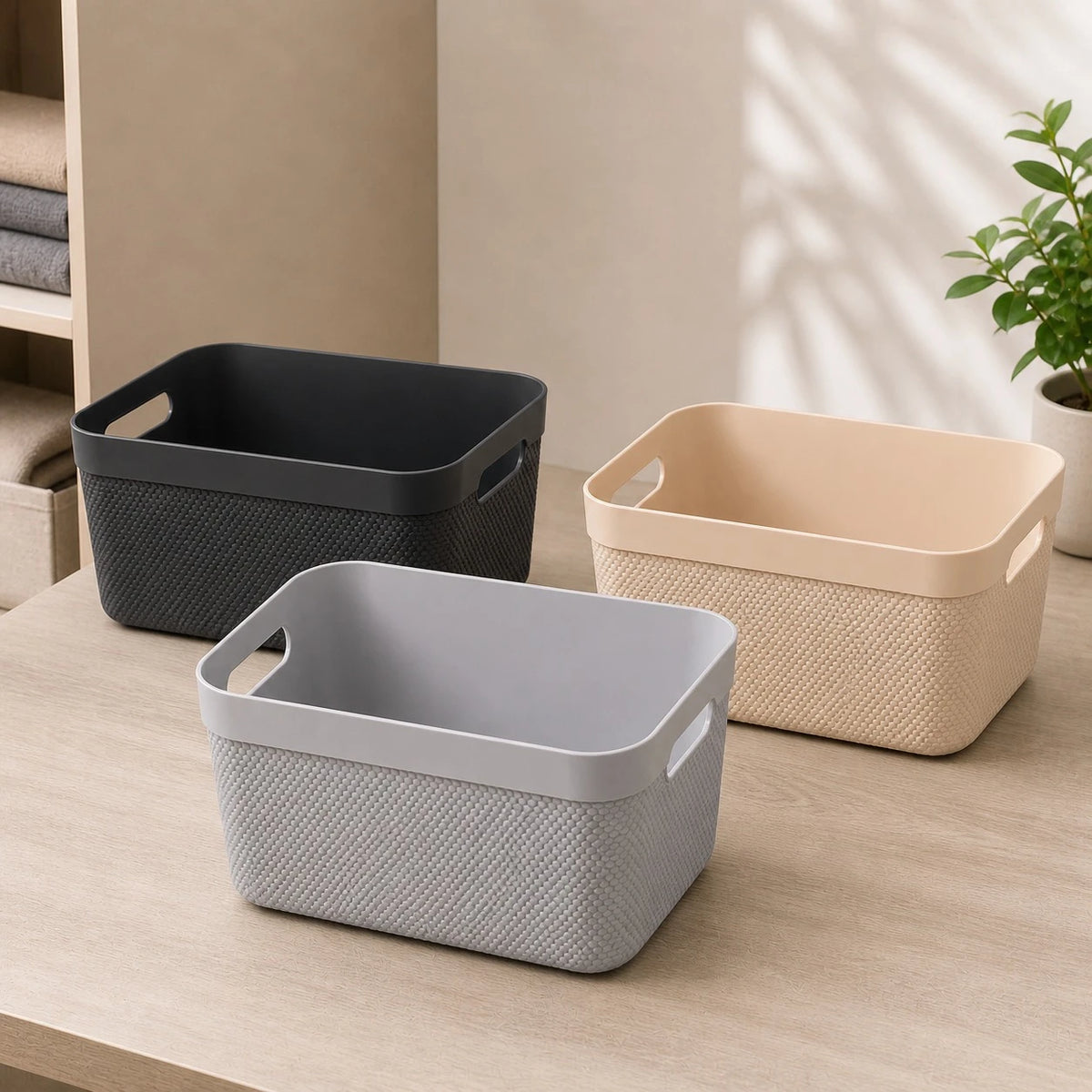 Rotho Jive Box Storage Basket Set Plastic Organizer Boxes A5 Size 5L Swiss Design BPA Free Stackable Storage Containers - Image 1