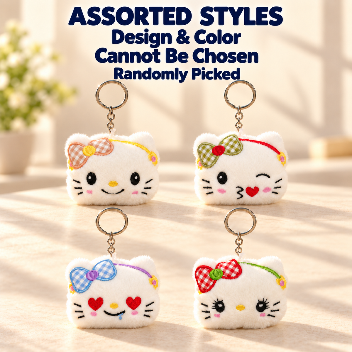 Plush Cat Face Keychain