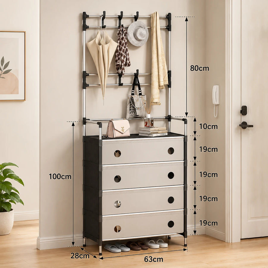 Shoe Organizer Storage Cabinet Coat Rack Multi Layer Hallway Entryway Hanger Shelf