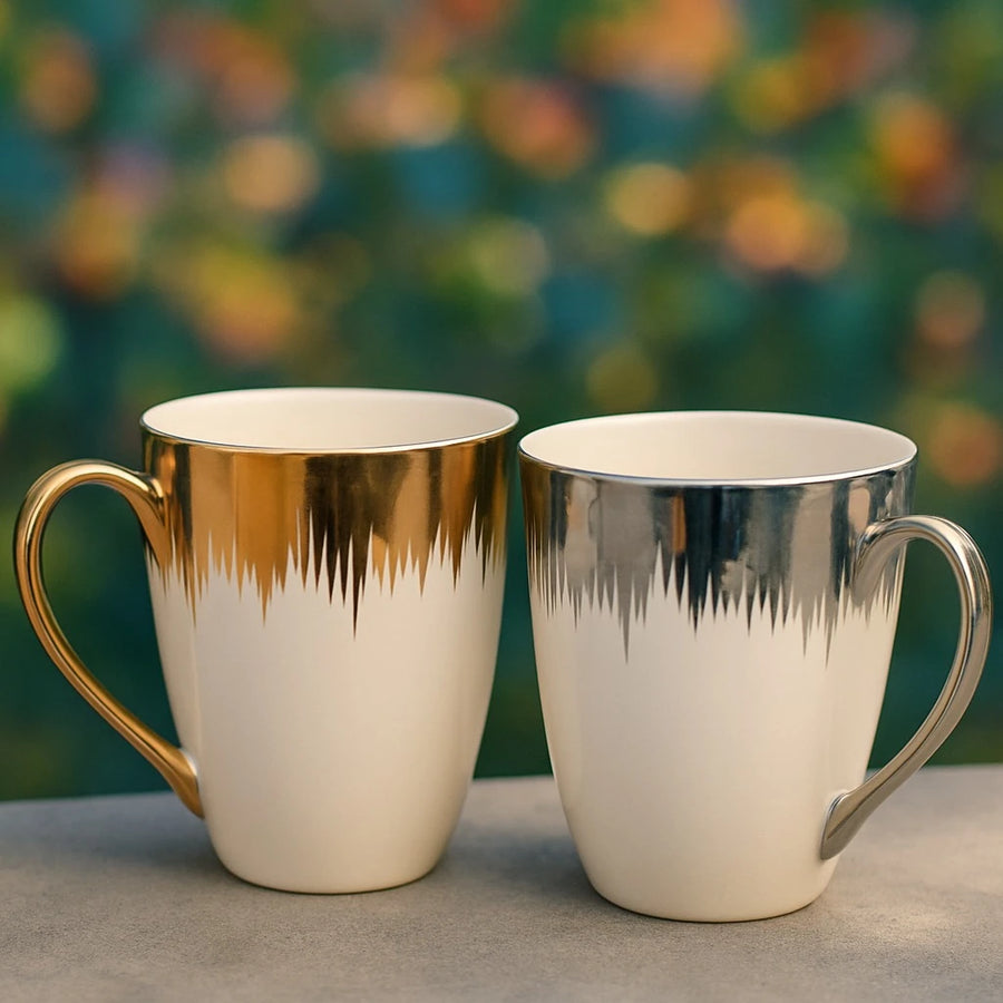 Metallic Drip Ceramic Coffee Mug Silver Gold