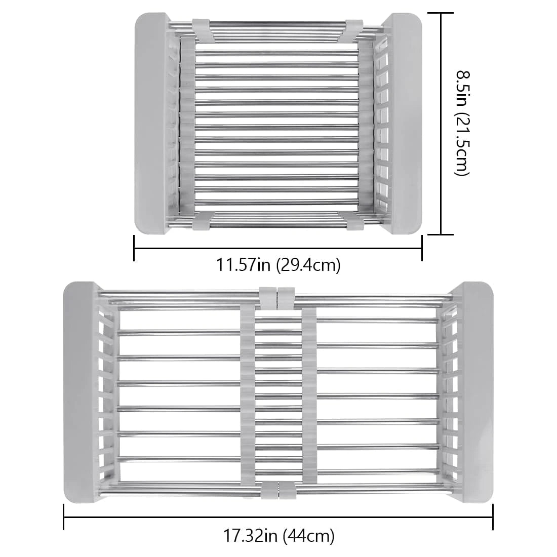 Adjustable Retractable Sink Dish Drying Rack Stainless Steel Kitchen Organizer Dish Drainer Fruit Vegetable Rinse Basket Over Sink Storage