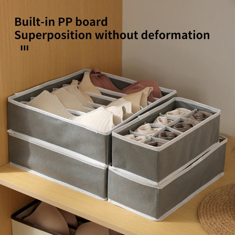 4-Piece Foldable Drawer Organizer Storage Box Set for Clothes Underwear Socks Bras
