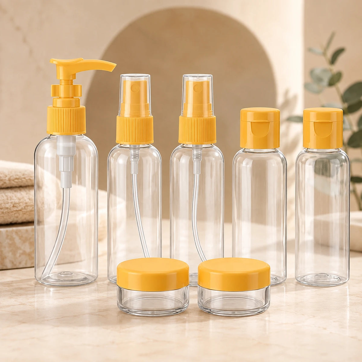 Travel Toiletry Bottles & Containers Set with Clear Carry Orange Pouch