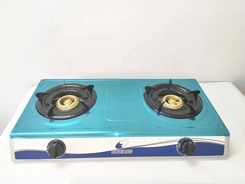 Outdoor Gas Cooker Easy Safe Portable 2 Eyes Burner Stainless Steel Cooking Stove