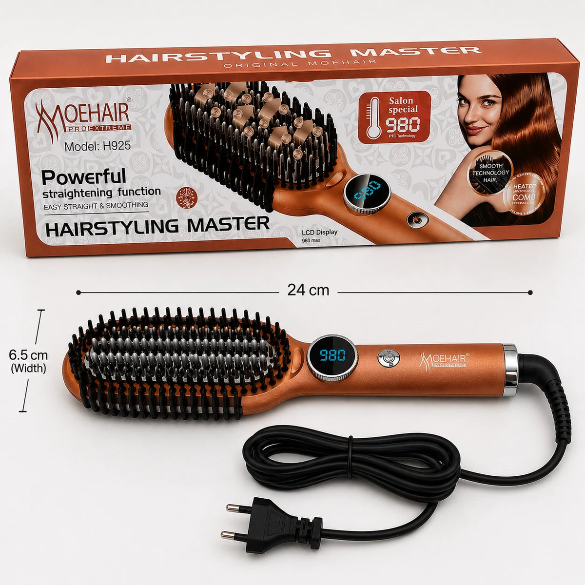 Straightening Hair Brush with LCD Display Ionic Heated Hair Straightener Comb