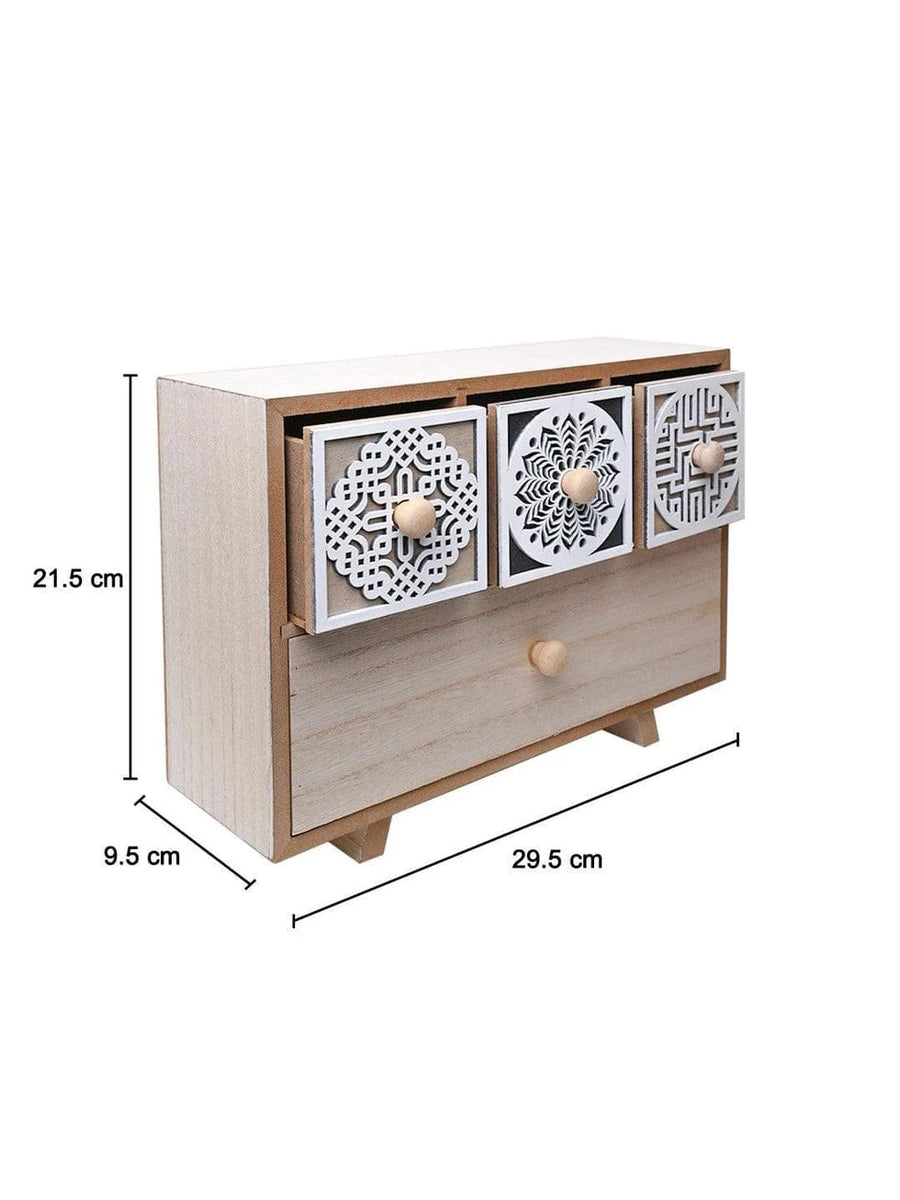Multi Color MDF Desktop Storage Organizer with Decorative Cutwork Drawers for Home and Office
