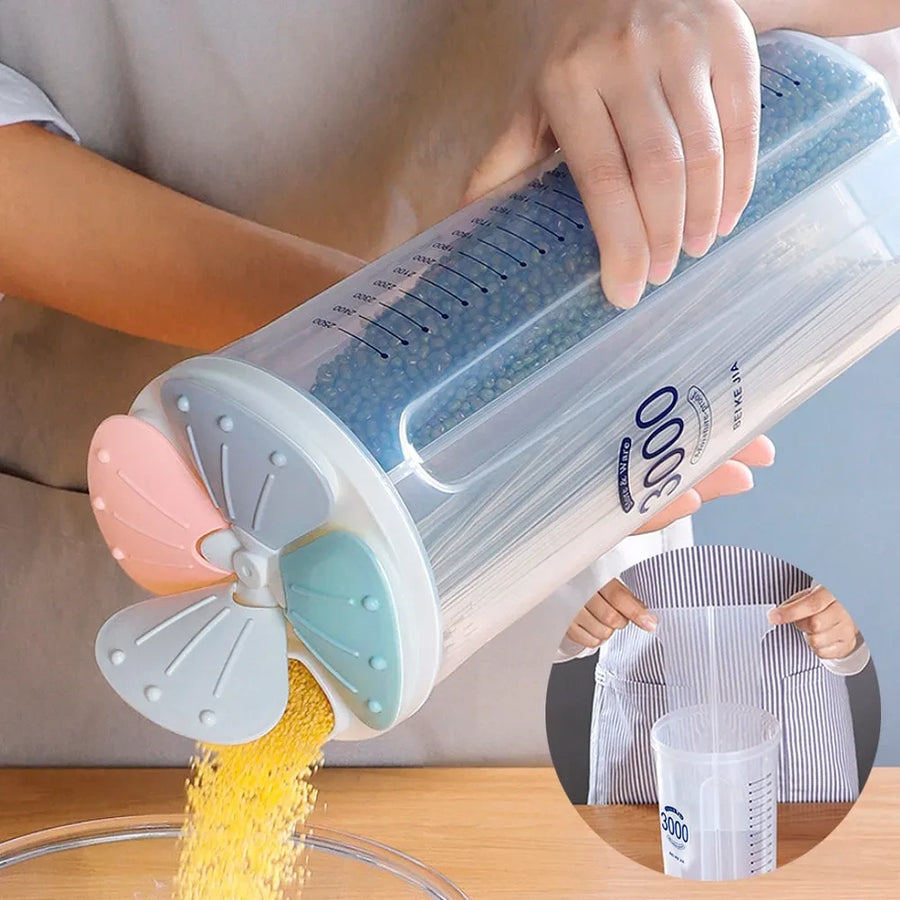 3000ml 4 Compartment Airtight Food Storage Container for Pasta Rice Cereal Grains and Dry Food