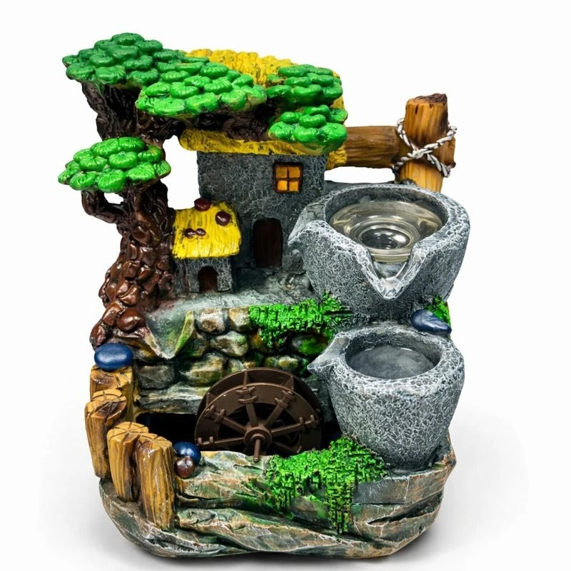 Big Tabletop Water Fountain Indoor Decorative Polyresin Waterfall LED Crystal Ball With Motor Pump Home Decor