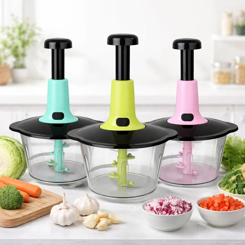 Manual Food Chopper Hand Press Vegetable Garlic Onion Cutter 2.0 Liter Kitchen Prep Tool