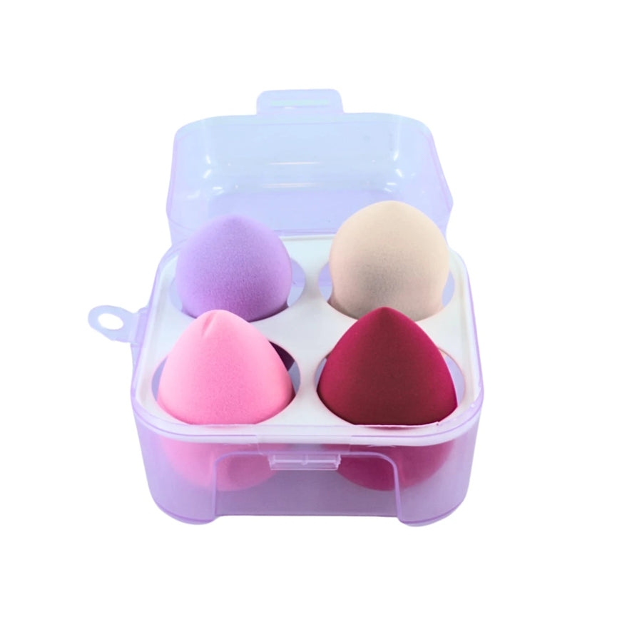 4 Piece Makeup Beauty Blender Sponge Set with Transparent Storage Box for Foundation and Blending
