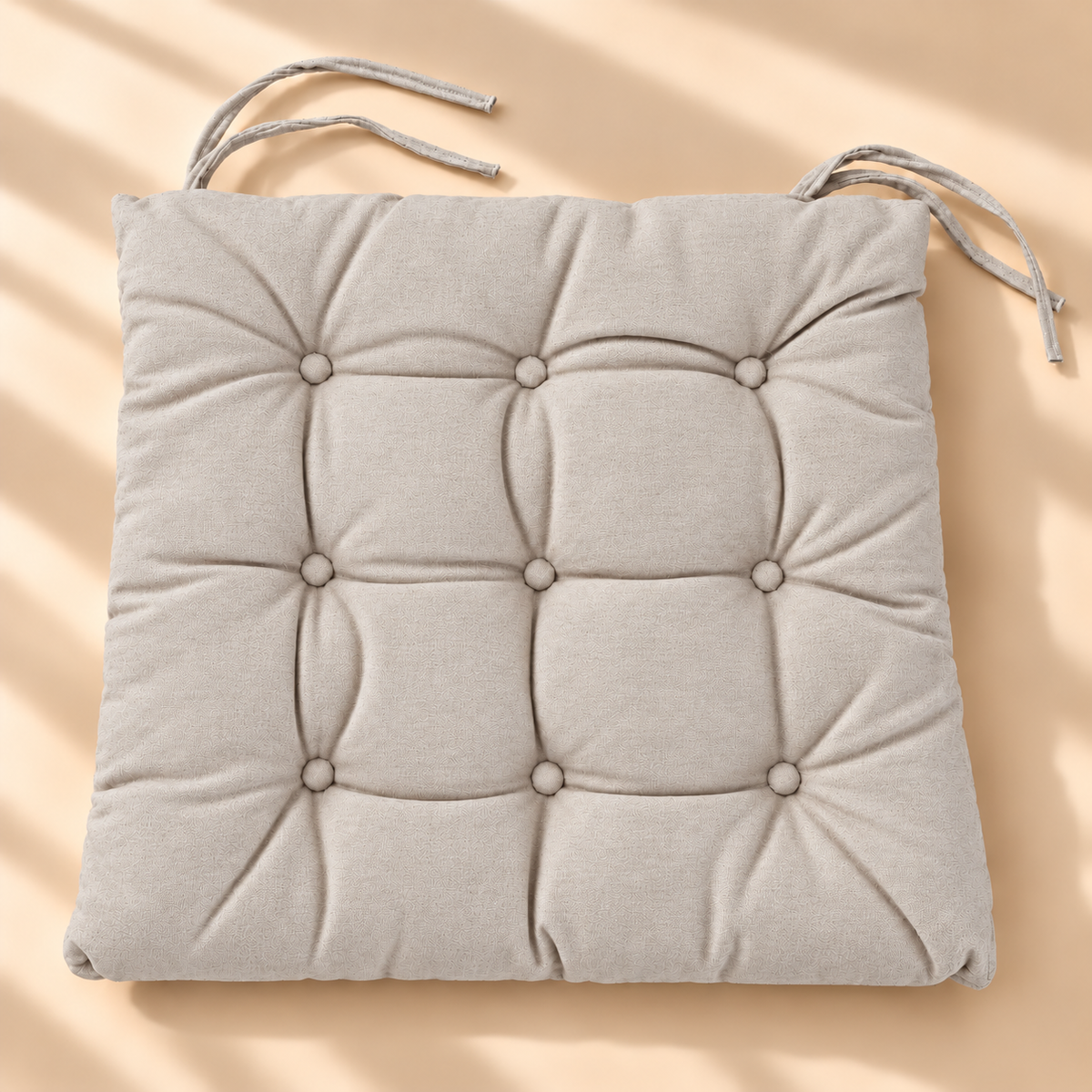 Soft Tufted Chair Seat Cushion with Secure Ties 40 x 40 cm