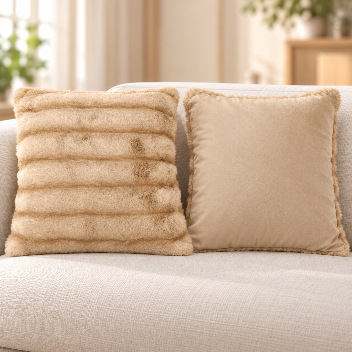 Faux Fur Decorative Cushion with Zipper