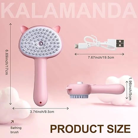 3-in-1 Pet Steam Grooming Brush with Detangling and Self-Cleaning Function for Cats and Dogs