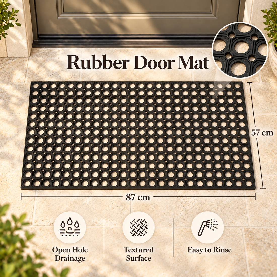 Non Slip Rubber Drainage Door Mat with Raised Texture