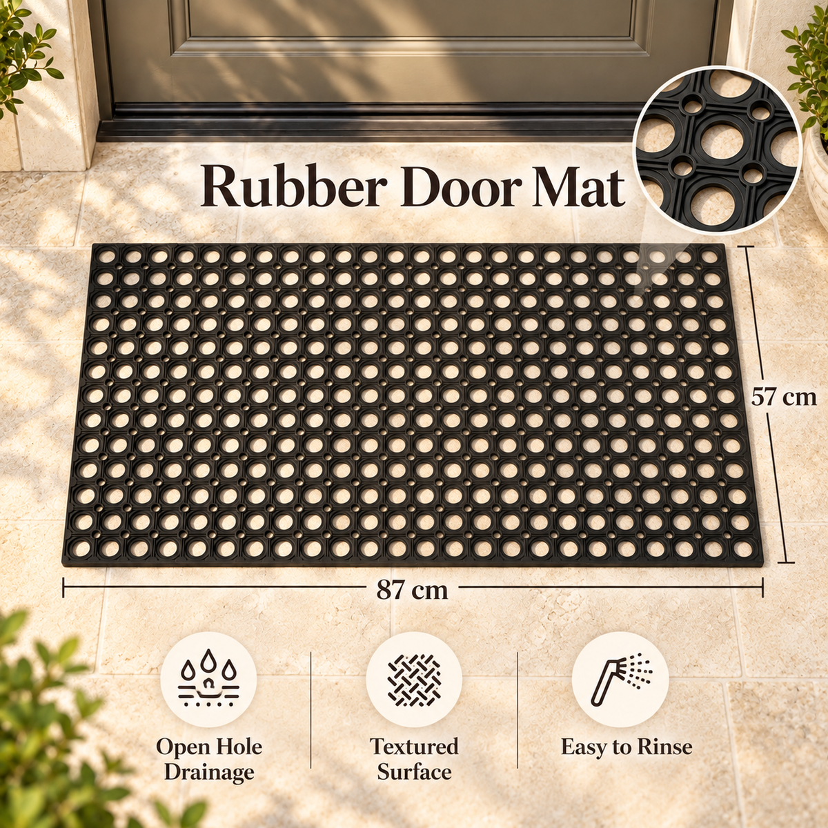 Non Slip Rubber Drainage Door Mat with Raised Texture