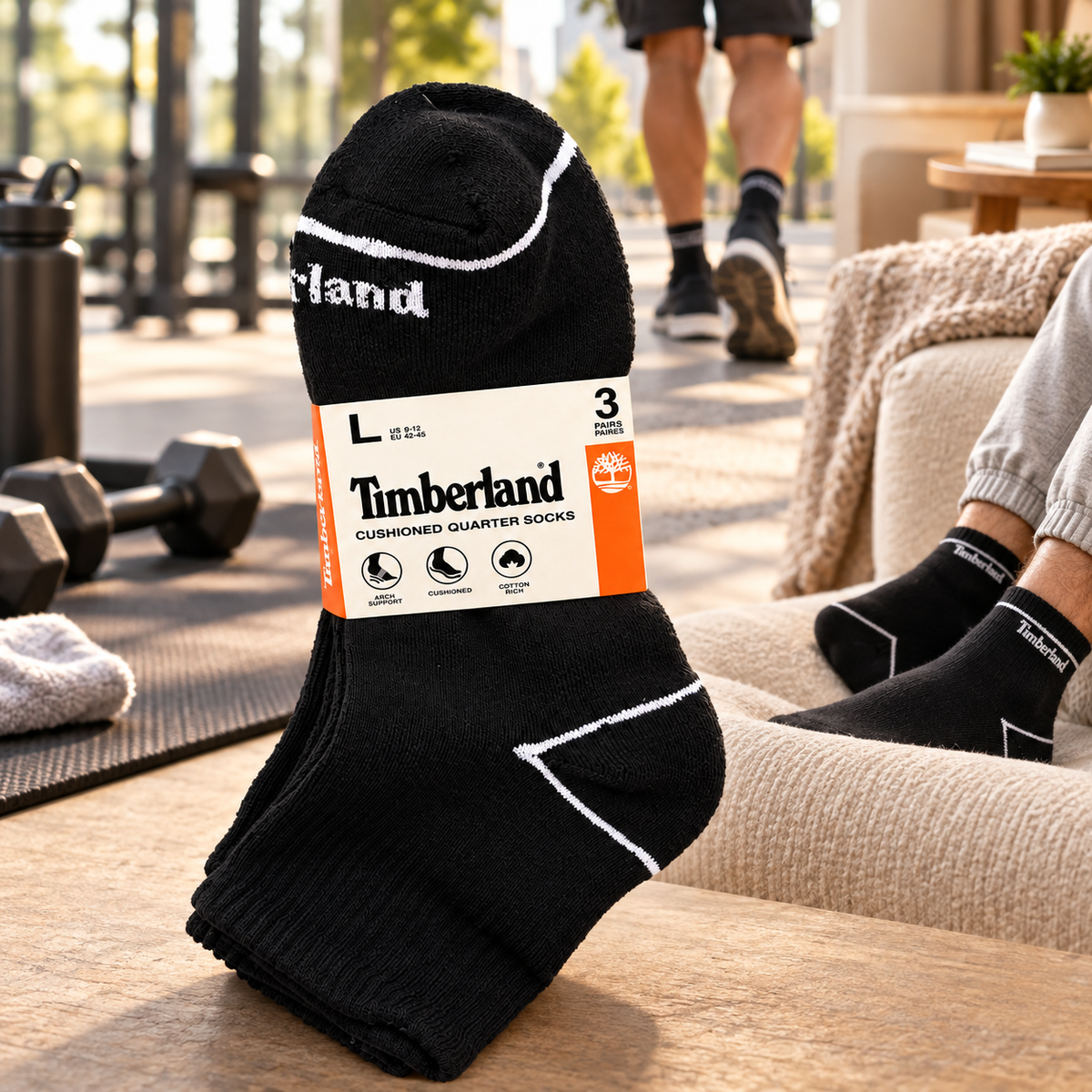 Timberland Black Quarter Socks Set of  3