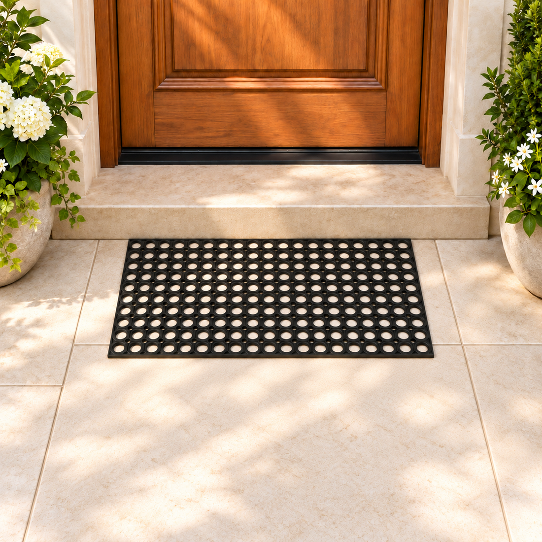 Non Slip Rubber Drainage Door Mat with Raised Texture 77 × 47.5 cm