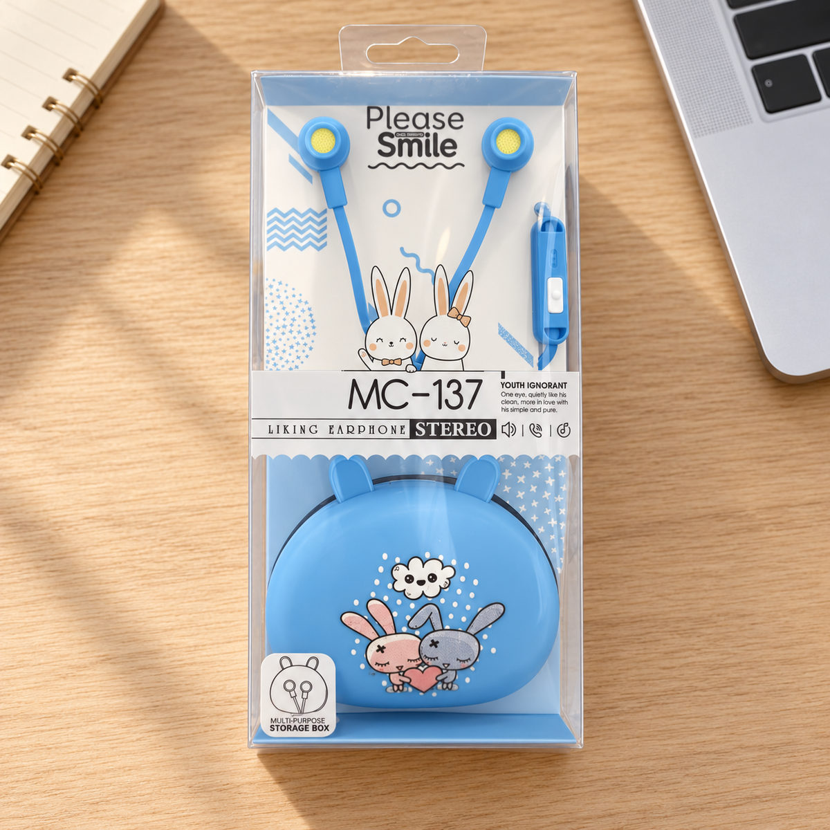 MC-137 Wired In-Ear Headphones with Bunny Case