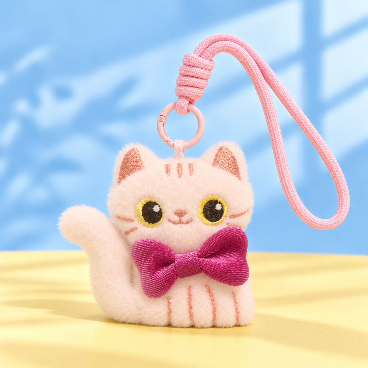 Plush Cat Keychain with Wrist Strap
