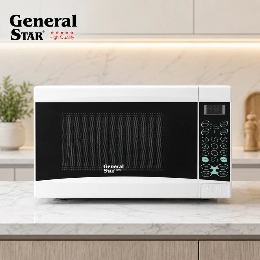 Microwave Oven General Star Digital Control Jet Defrost 20 Liter White Microwave Oven Kitchen Appliance