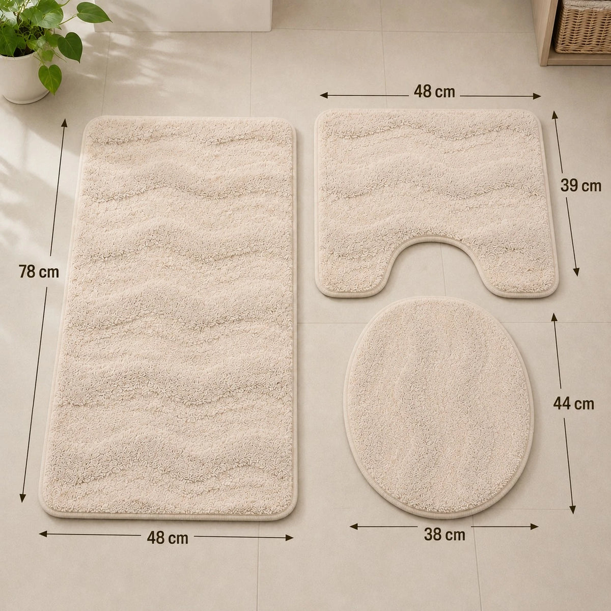3 Piece Bathroom Rug Set with Toilet Lid Cover Soft Textured Bath Mat Toilet Carpet Bathroom Floor Mat Set