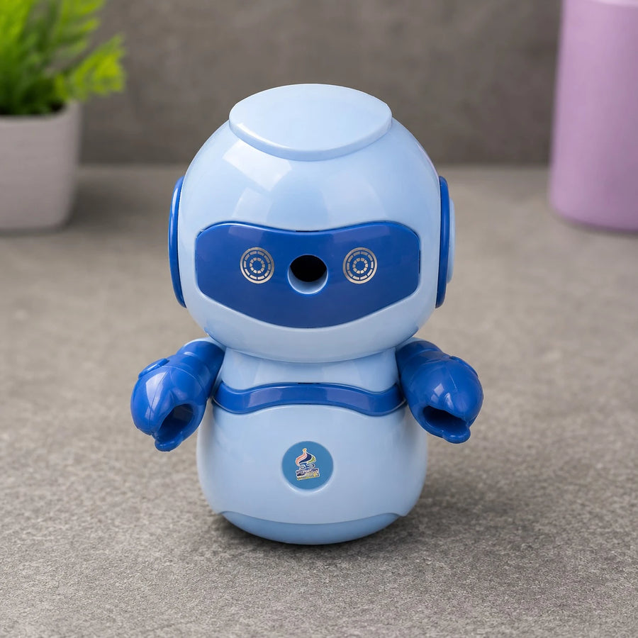 Robot Manual Pencil Sharpener with Crank ABS Pencil Sharpener for Round Hexagonal Triangular Wooden and Colored Pencils