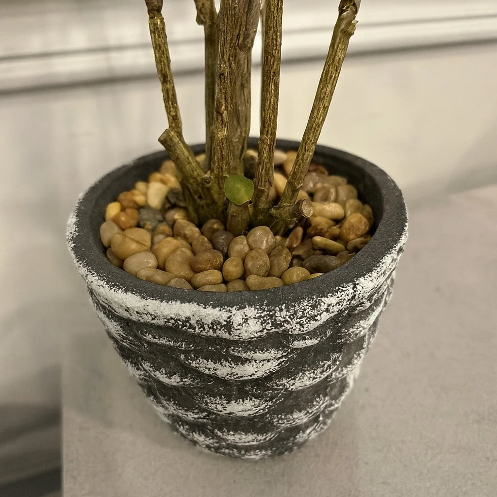 Artificial Green Plant in Textured Concrete Pot – 55 cm