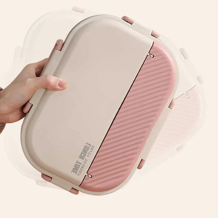 2000ml Stainless Steel Bento Lunch Box, Pink Lid