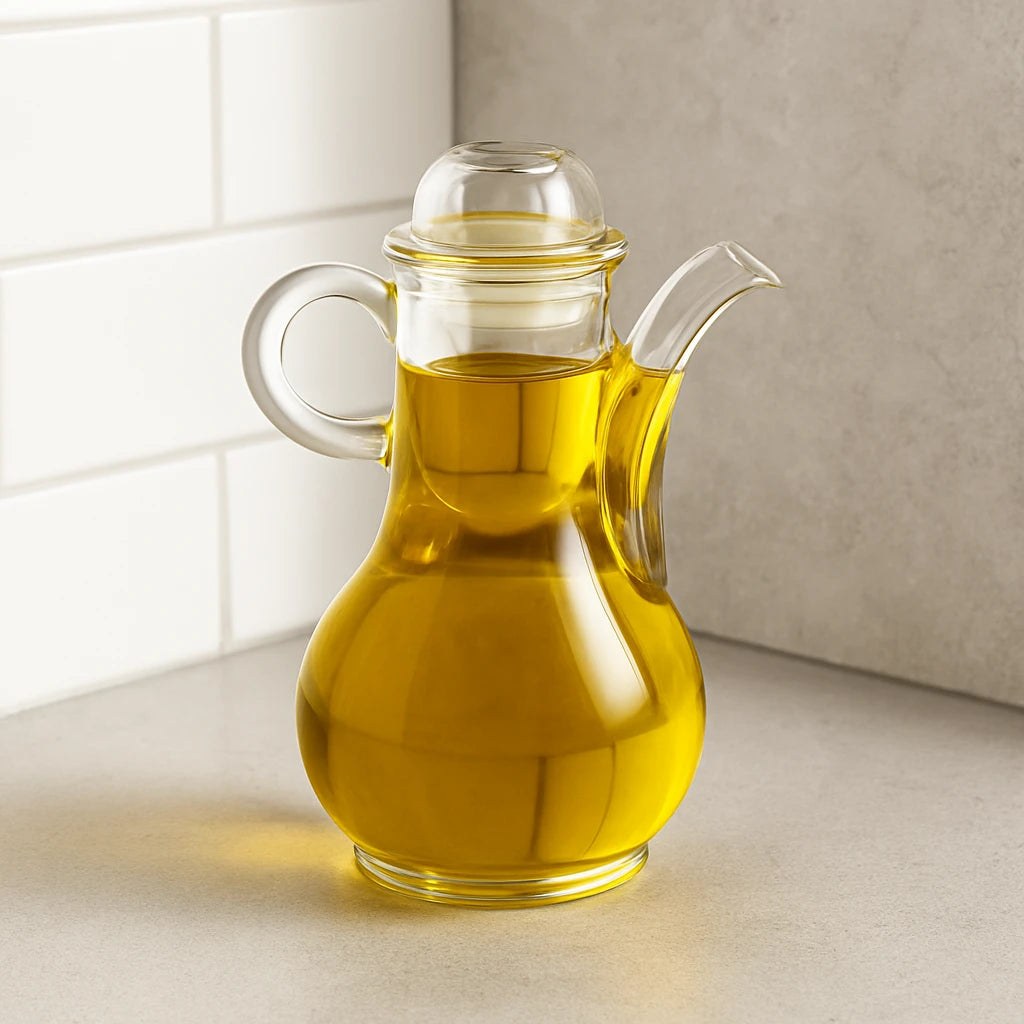 Clear Acrylic Oil and Vinegar Dispenser with Precision Pour Spout for Kitchen and Dining Table