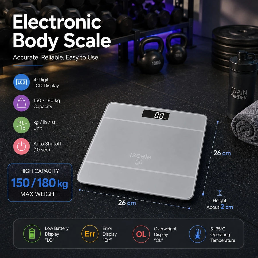 Electronic Digital Body Weight Scale 180kg High Precision LCD Health Bathroom Scale