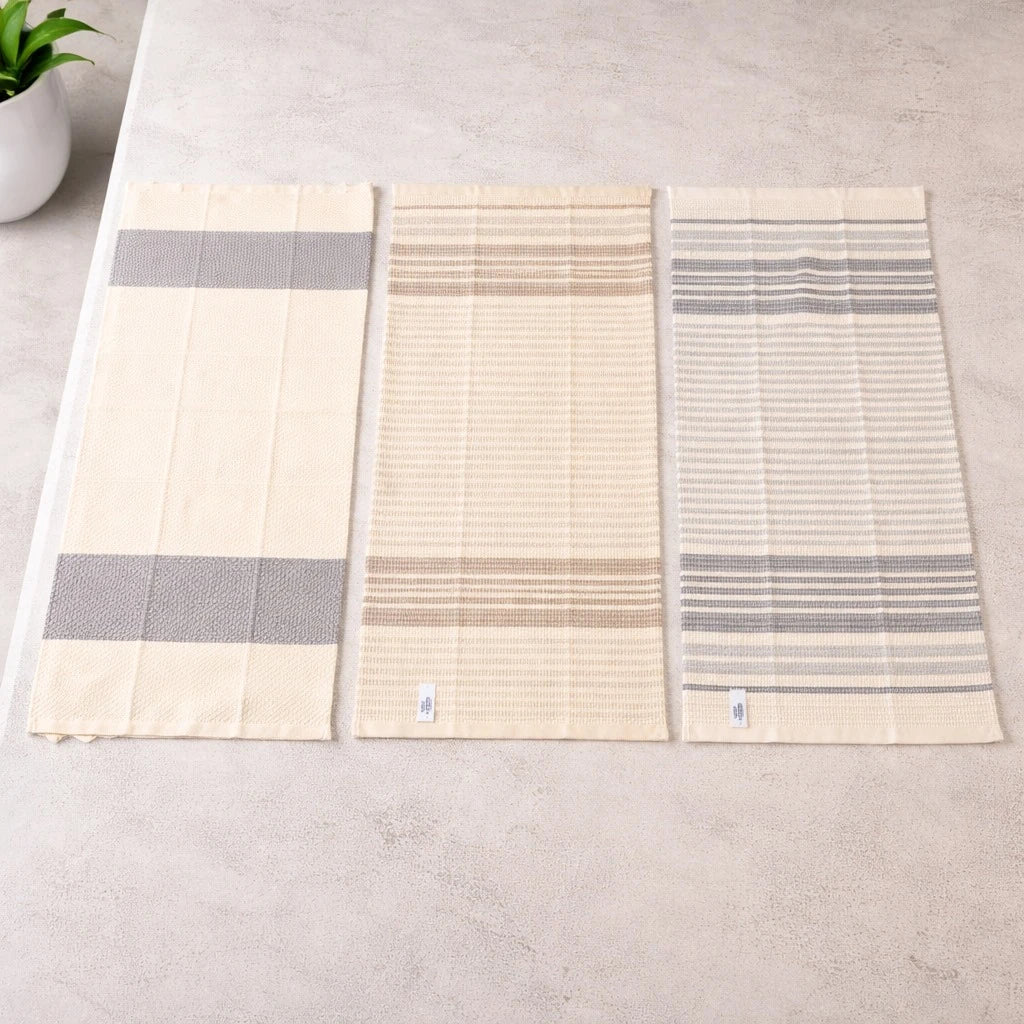 Kitchen Towel Almaamoun Egyptian Cotton Off White Absorbent Dish Drying Cloth Different Designs Patterns Single Piece 80 x 45 cm - Image 2
