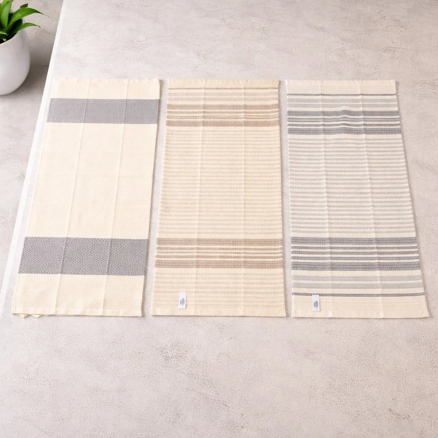 Kitchen Towel Almaamoun Egyptian Cotton Off White Absorbent Dish Drying Cloth Different Designs Patterns Single Piece 80 x 45 cm